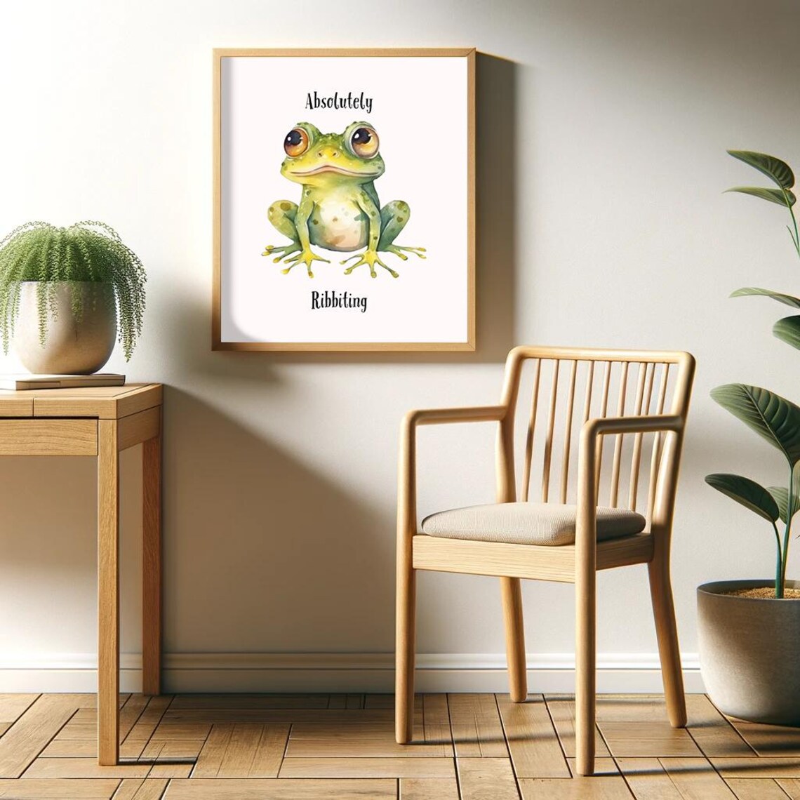 Absolutely Ribbiting Cute Frog Watercolor Punny Animal Quote Poster - Image 2