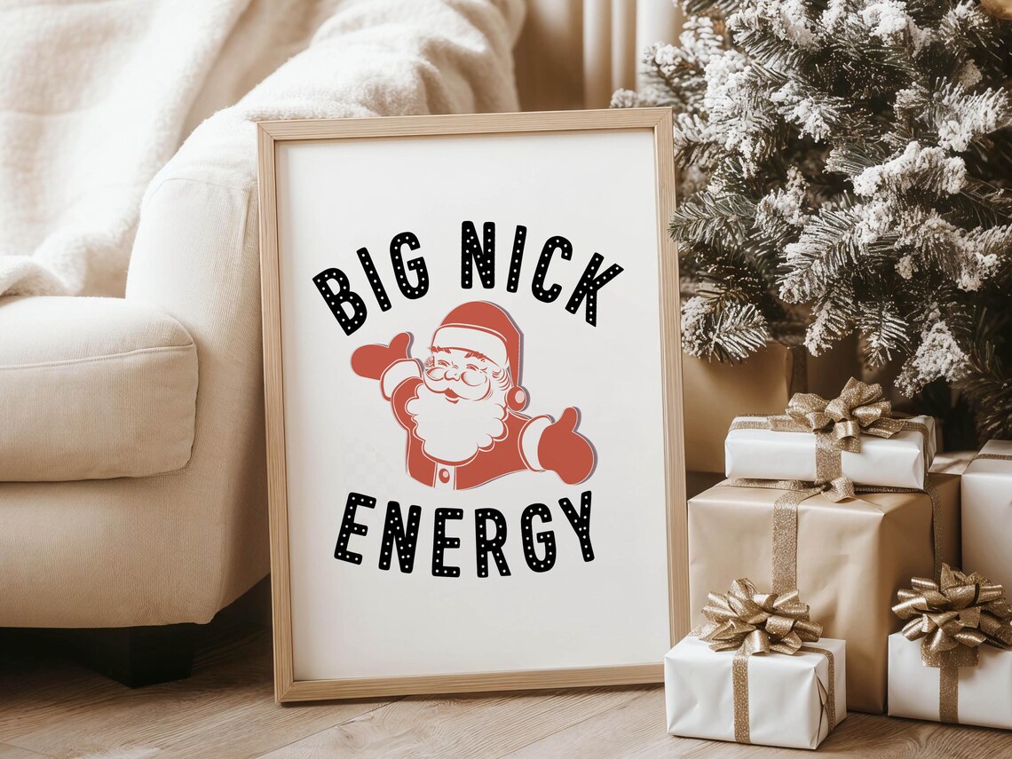 Big Nick Energy Vintage Santa Funny Christmas Holiday Poster - Image 5