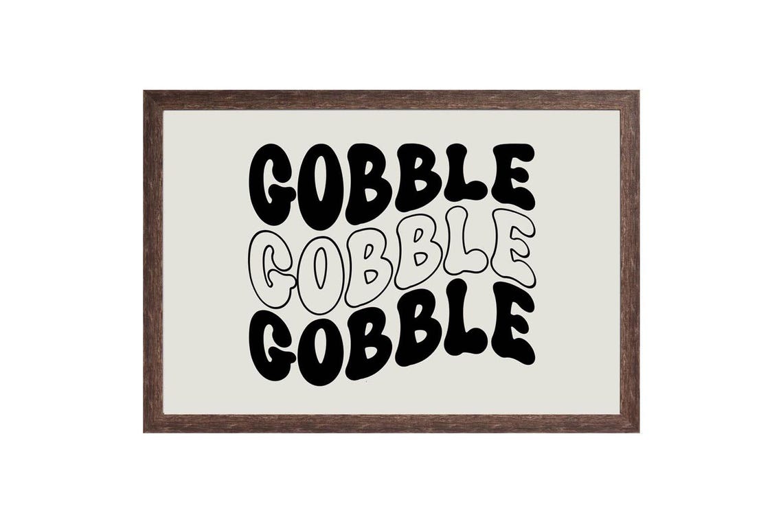 Gobble Gobble Fun Retro Wavy Typography Thanksgiving Day Poster - Image 3