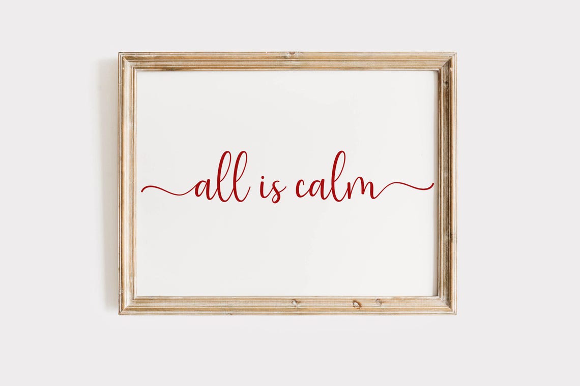 All Is Calm Red Script Christmas Holiday Minimalist Wall Poster - Image 6