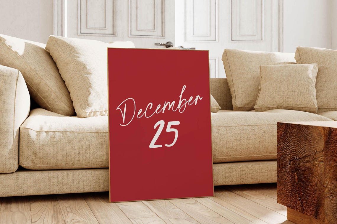 Festive December 25 Red Script Christmas Holiday Quote Poster - Image 4