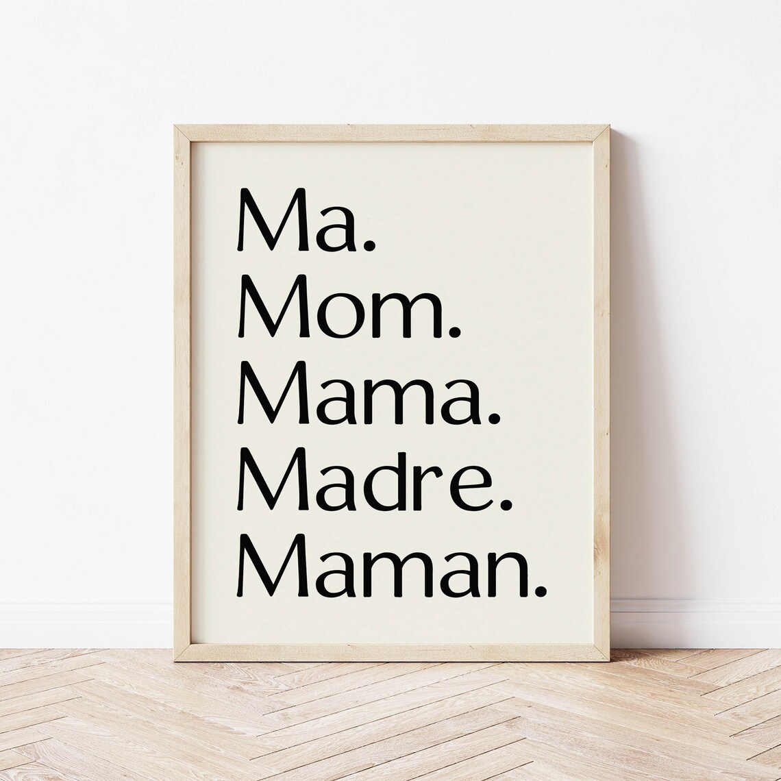 Ma Mom Mama Madre Maman Mothers Day Typography Cream Gift Poster - Image 2