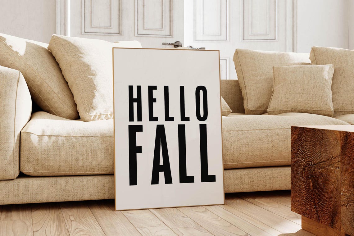 Hello Fall Bold Black Typography Minimalist Autumn Wall Poster - Image 3