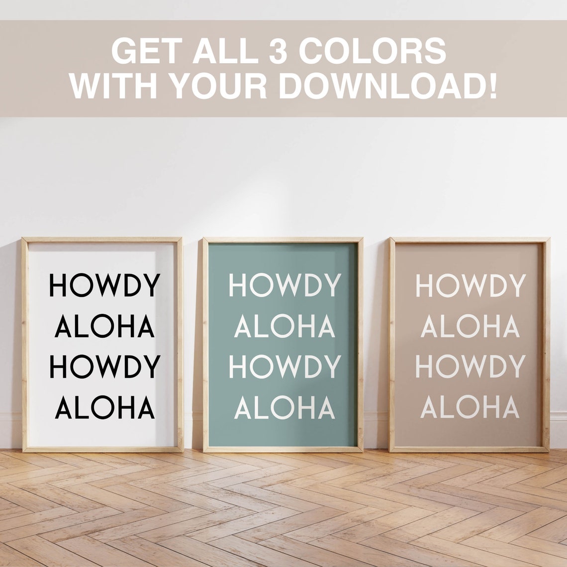 Playful Howdy Aloha Howdy Aloha Bold Typography Black White Poster - Image 4