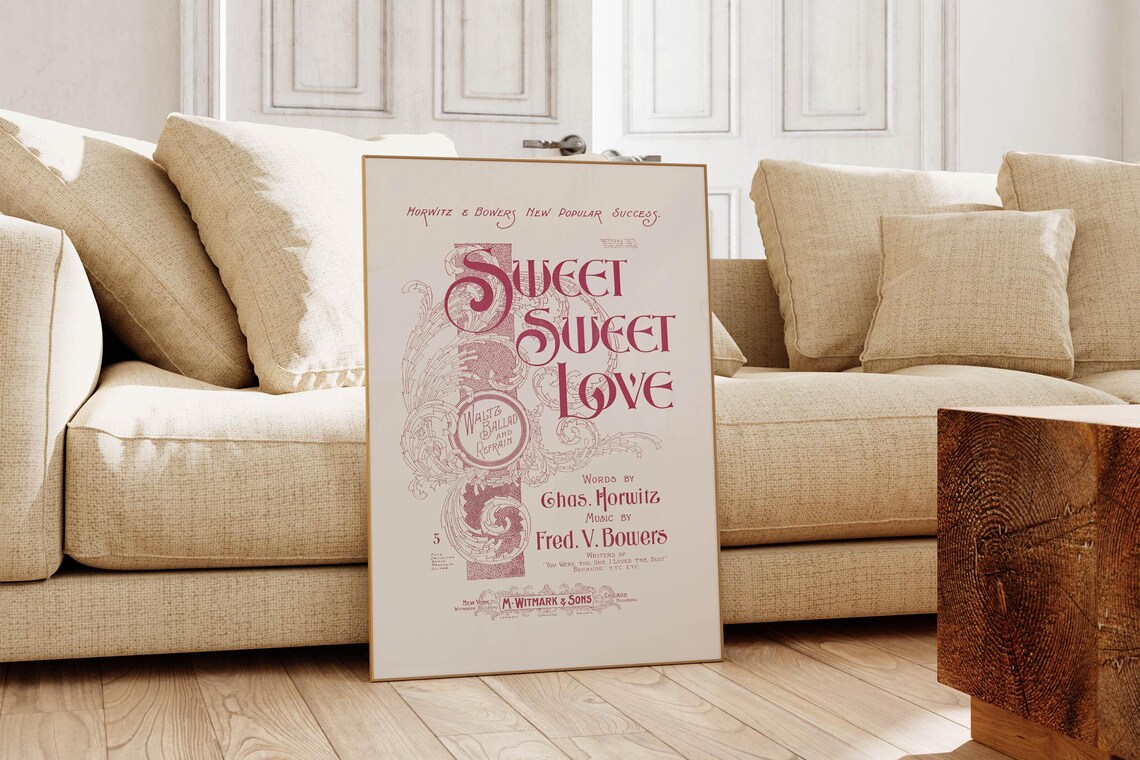 Sweet Sweet Love Antique Waltz Ballad Sheet Music Cover Art Poster - Image 6