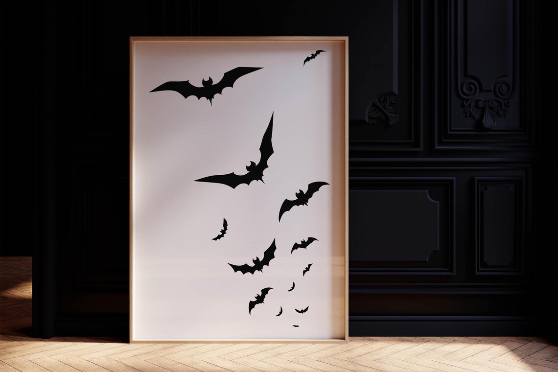 Spooky Bats Halloween Minimalist Art Print - Image 2