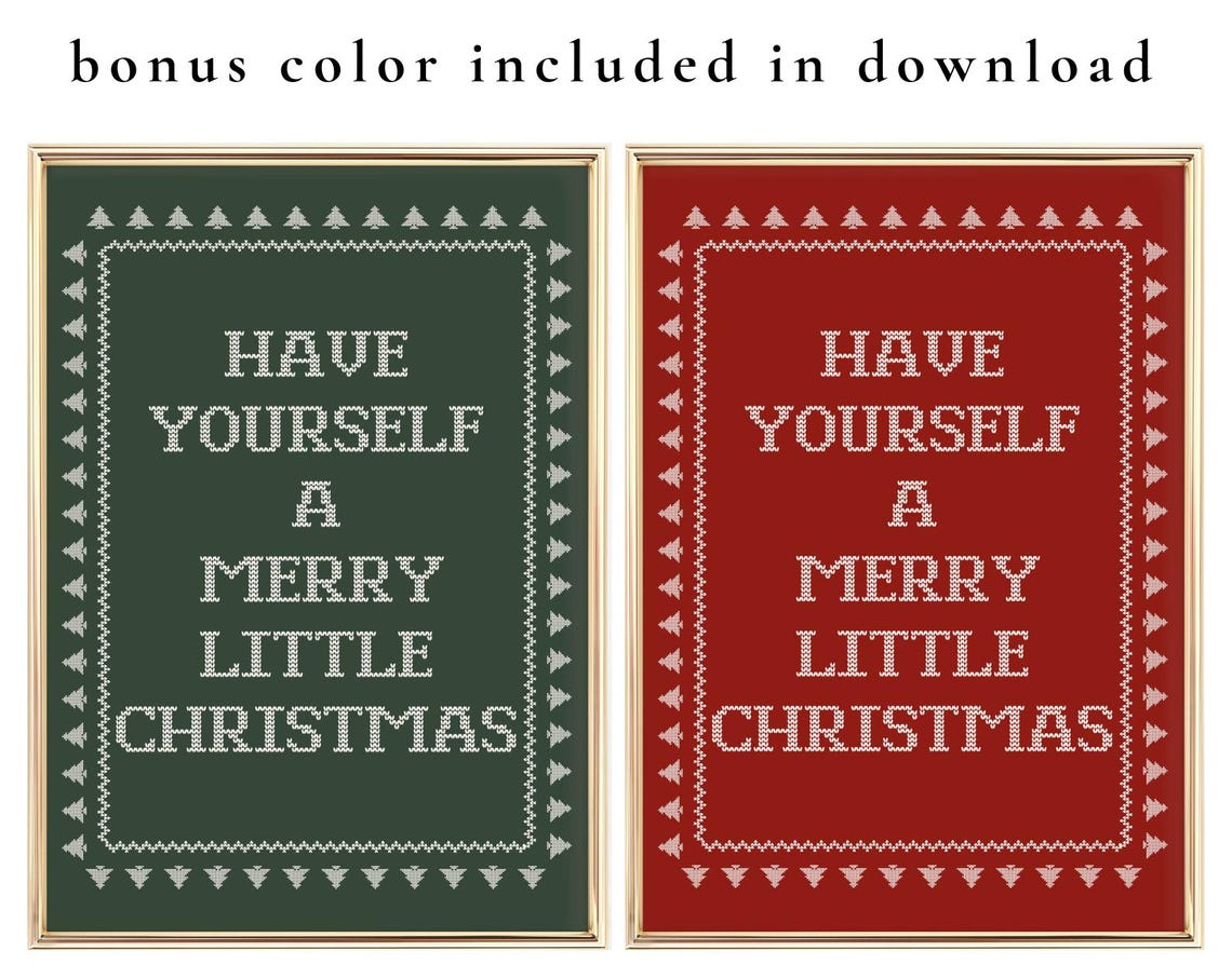 Have Yourself A Merry Little Christmas Knit Look Green Poster - Image 4