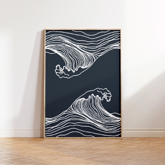 Coastal Wall Art Ocean Wave Print Beach Poster Coastal Cowgirl Beach House Decor Surfer Prints Art