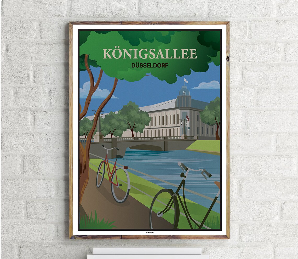 Königsallee Düsseldorf Vintage Travel Poster