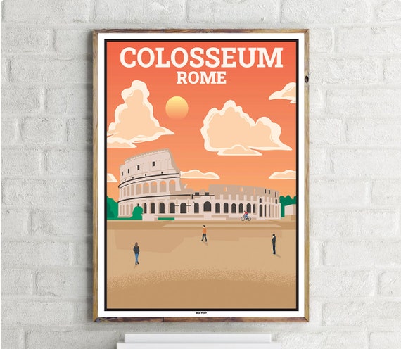 Colosseum Rome Vintage Travel Poster