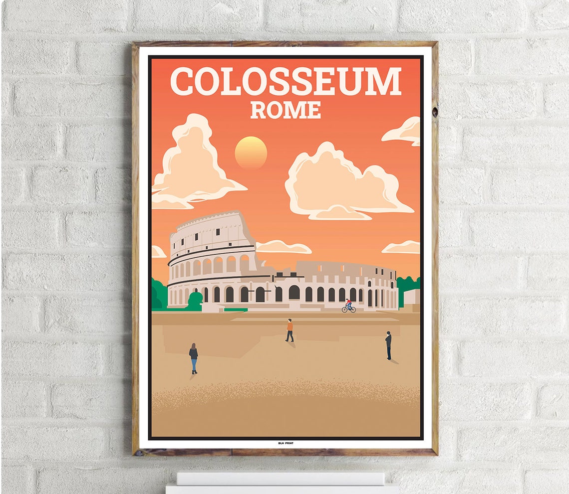 Colosseum Rome Vintage Travel Poster