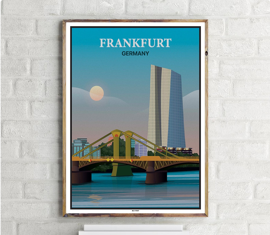 Frankfurt Vintage Travel Poster, Europe Art Print