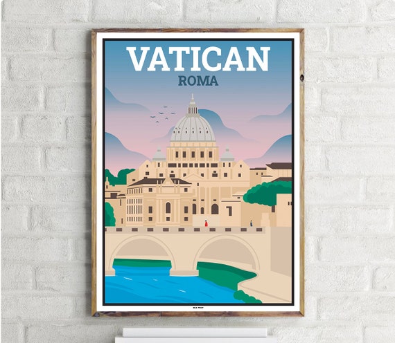 Vatican Rome Vintage Travel Poster, Italy