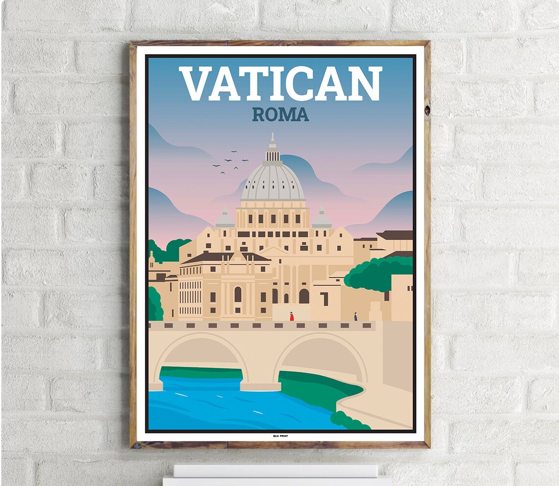 Vatican Rome Vintage Travel Poster, Italy