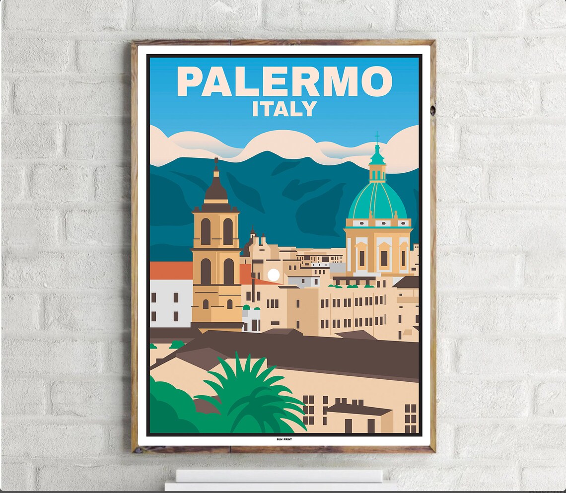Cathedral Palermo Vintage Travel Poster