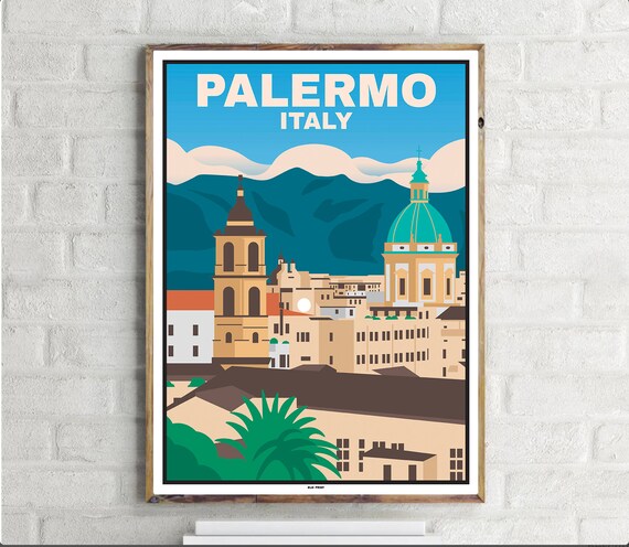 Cathedral Palermo Vintage Travel Poster