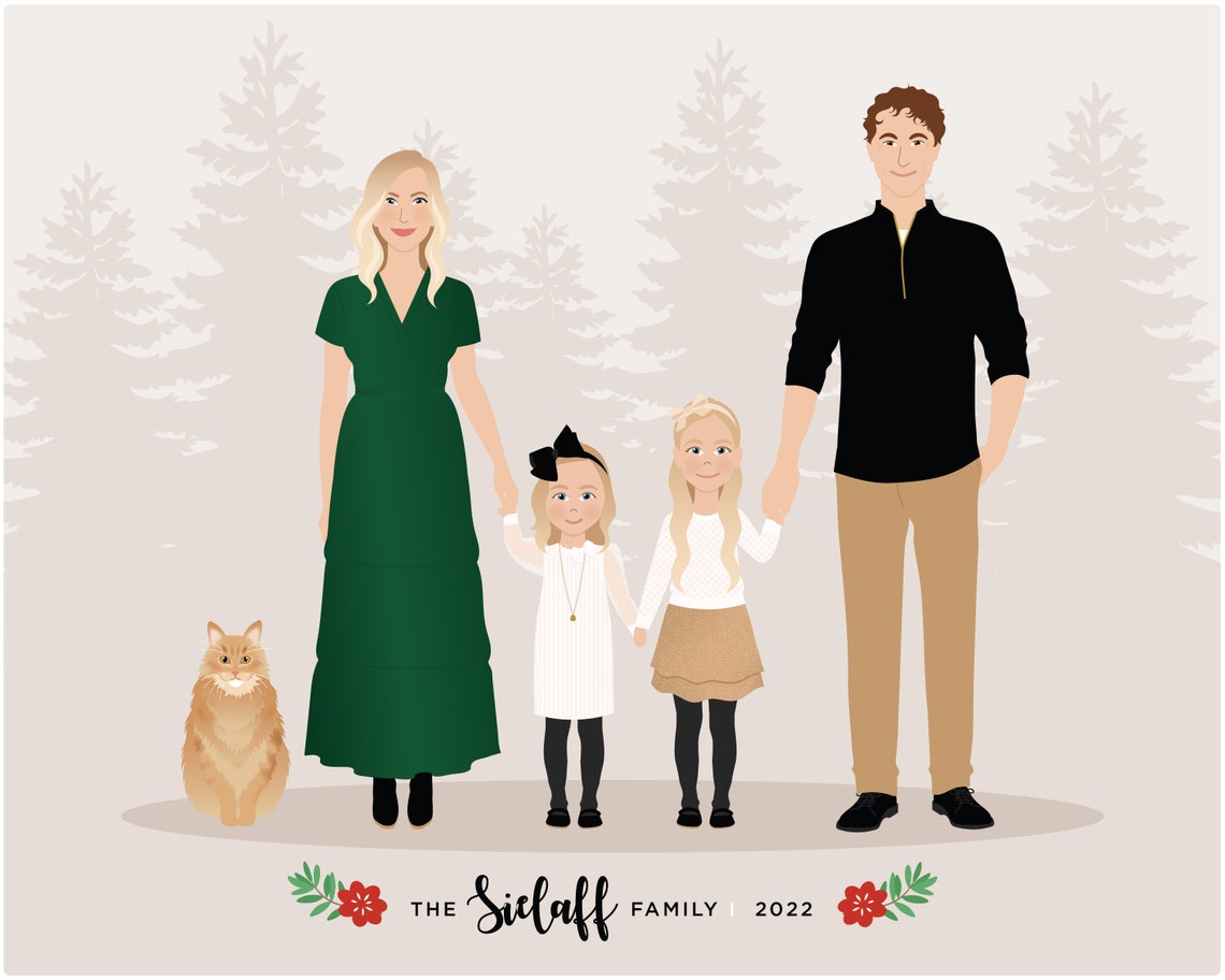 Personalized Portrait Custom Family Portrait Fathers Day Mothers Day - Image 5