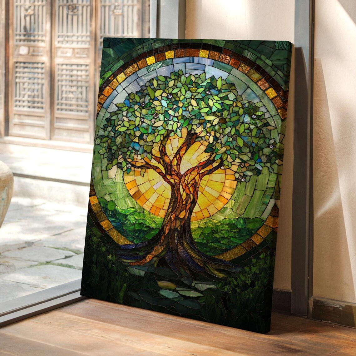 Tree Of Life Stained Glass Art Print, Nature Inspired