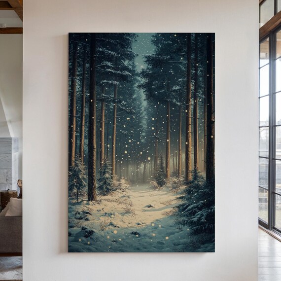 Enchanting Snowy Forest Winter Wonderland, Cozy Decor