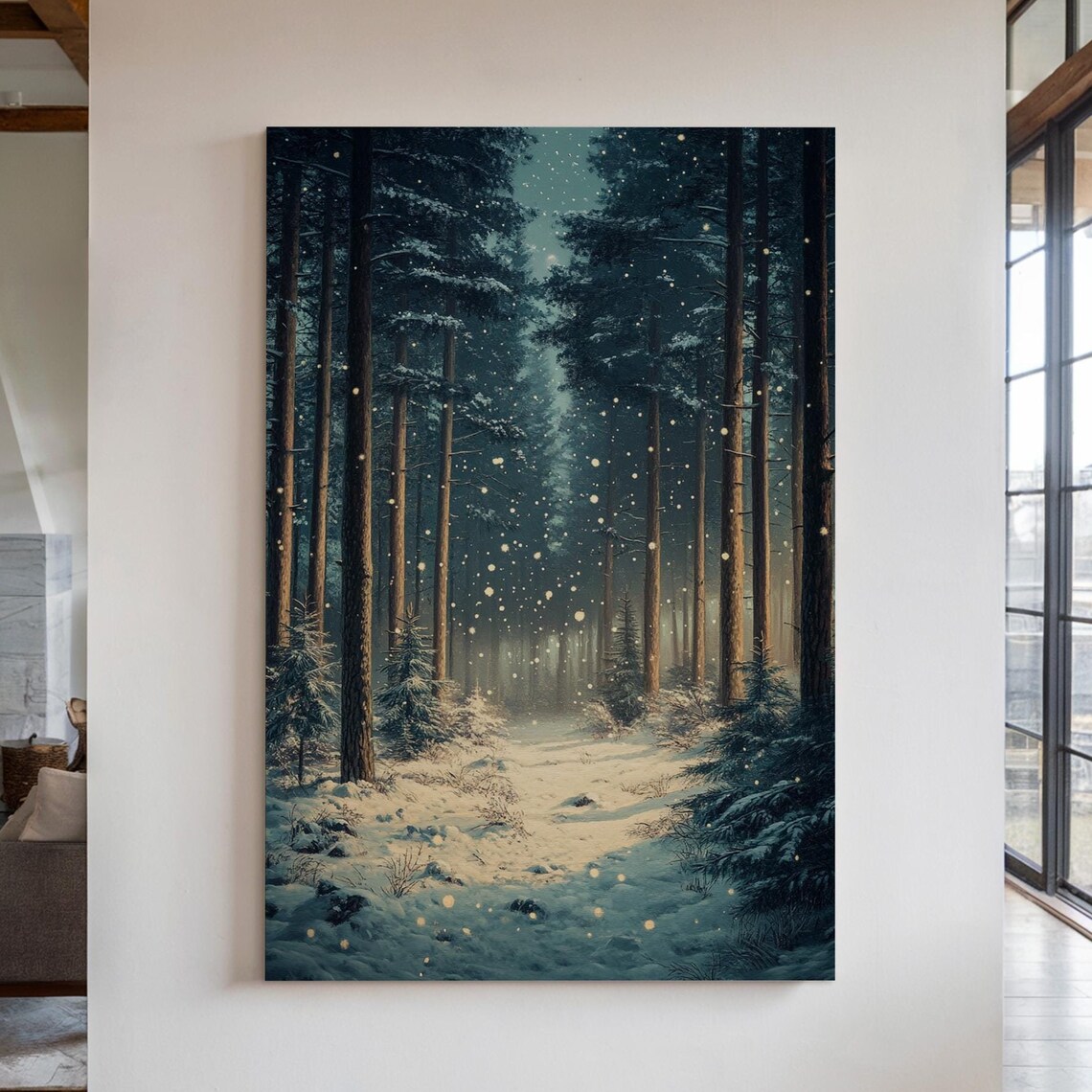 Enchanting Snowy Forest Winter Wonderland, Cozy Decor