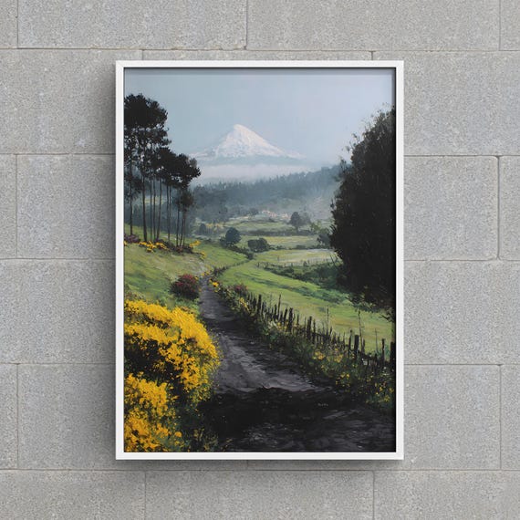 Chile Landscape Wall Art Volcn Osorno Oil Painting Southern Print Andes Mountain Decor