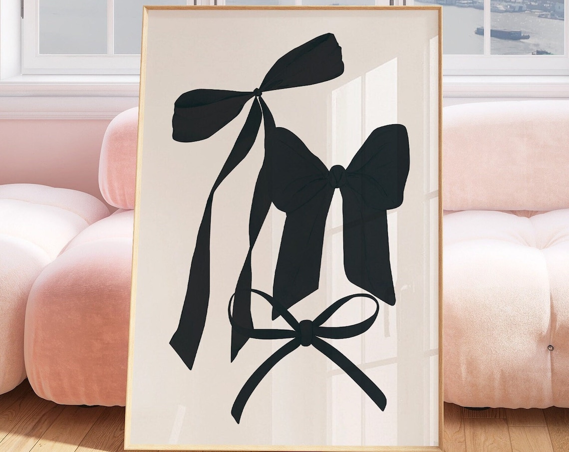 Elegant Black Bows Balletcore Coquette Aesthetic Girls Room Poster