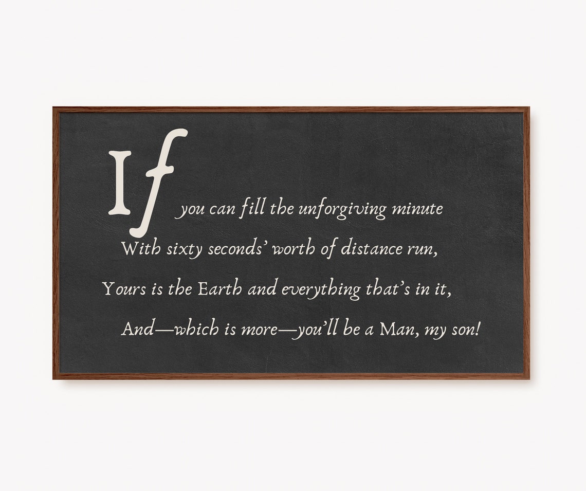 Rudyard Kipling If Poem Chalkboard Inspirational Quote Poster