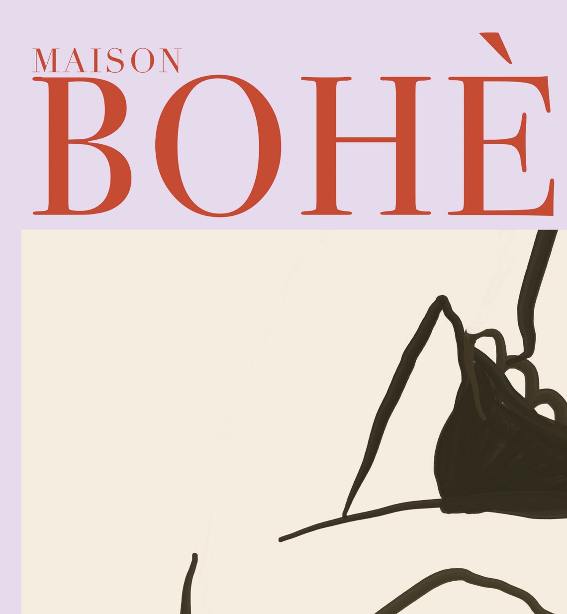 Maison Boheme French Boheme Modern Woman Line Art Lilac Purple Poster - Image 2