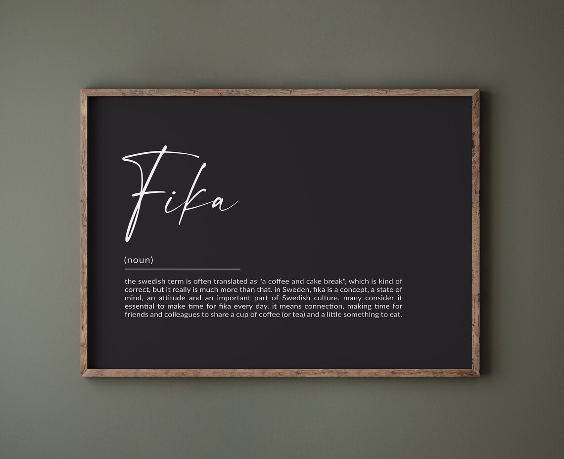Fika Definition Art Print, Nordic Scandinavian Wall