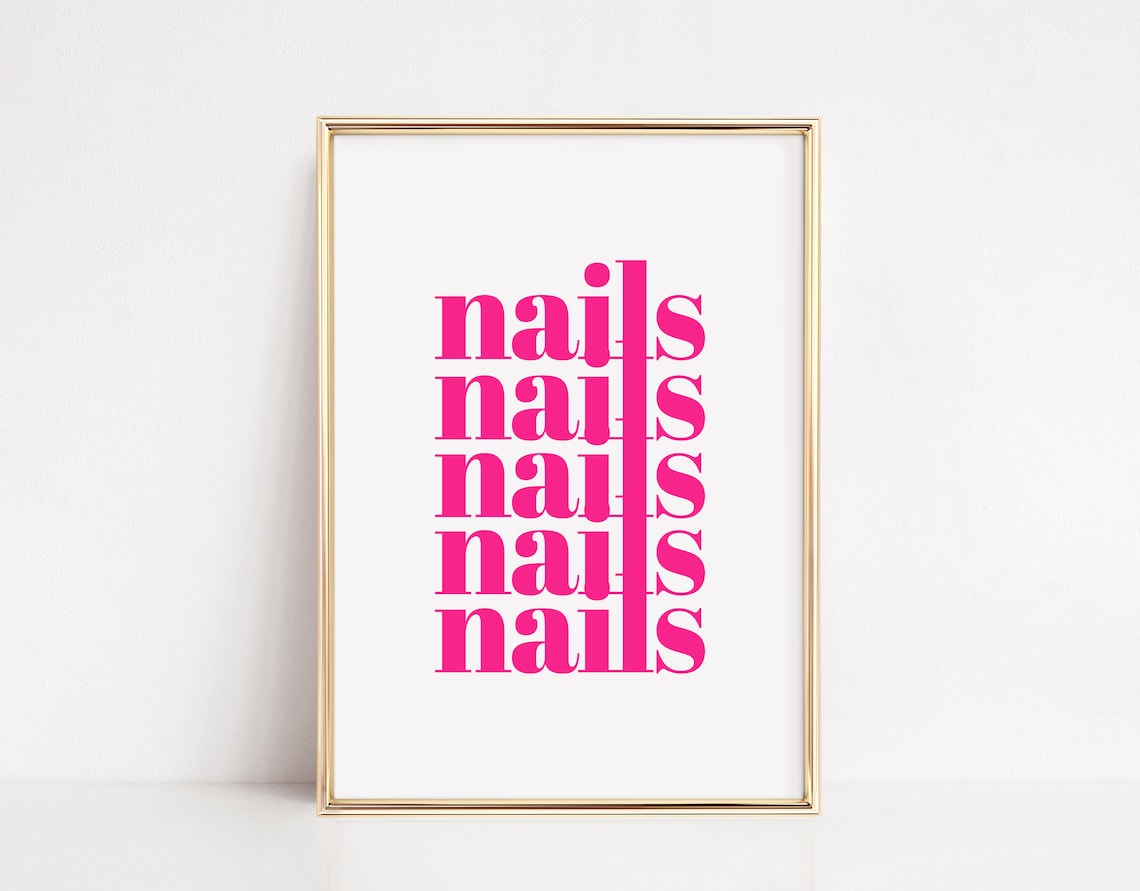 Nails Print, Pink Nail Tech Salon Decor Art Print - Image 2