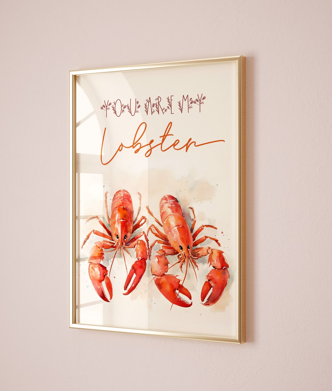 You Are My Lobster Watercolor Sweet Anniversary Love Gift Poster