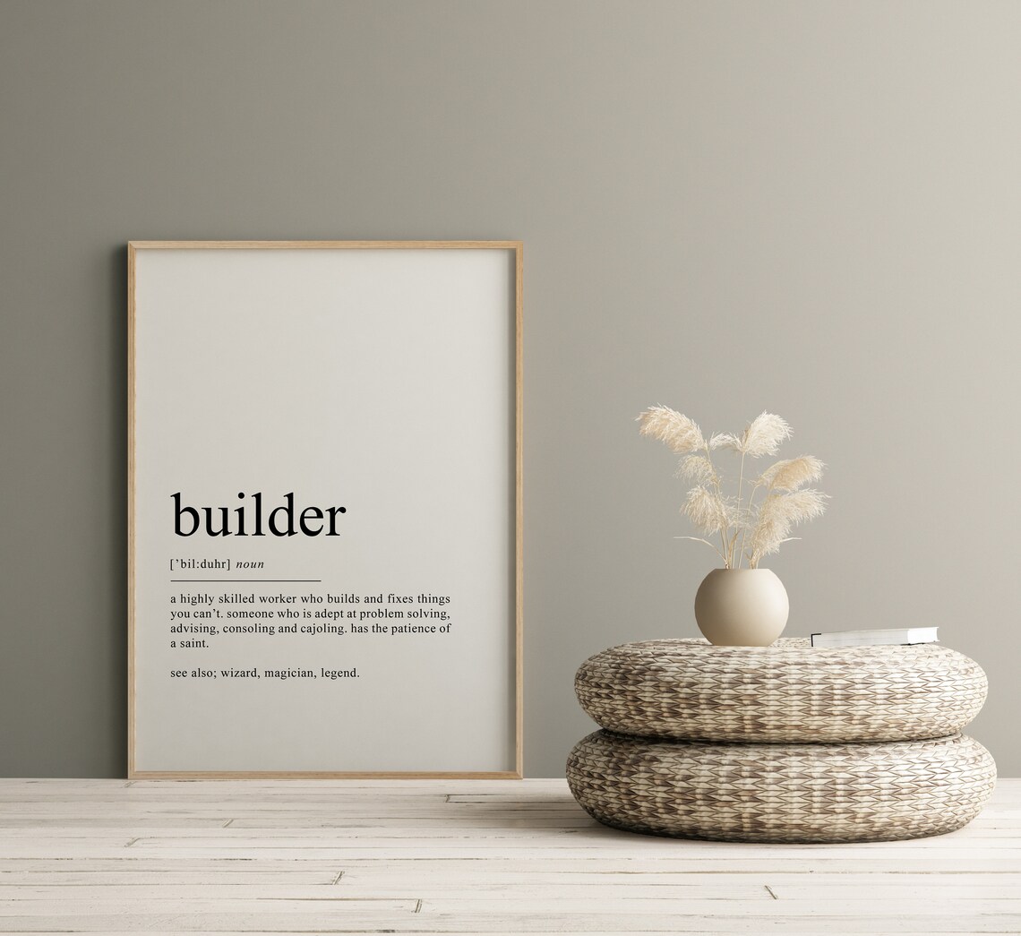 Builder Definition Print, Construction Worker Gift - Image 2