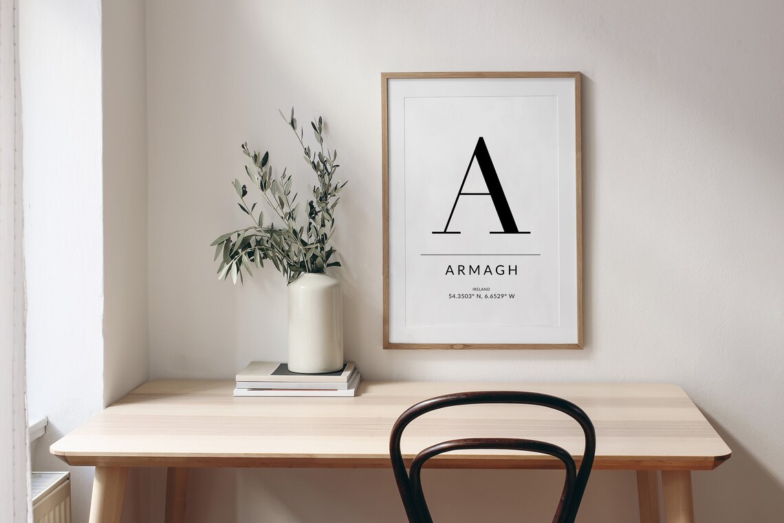 Armagh Irish Map Coordinates Travel Poster - Image 2