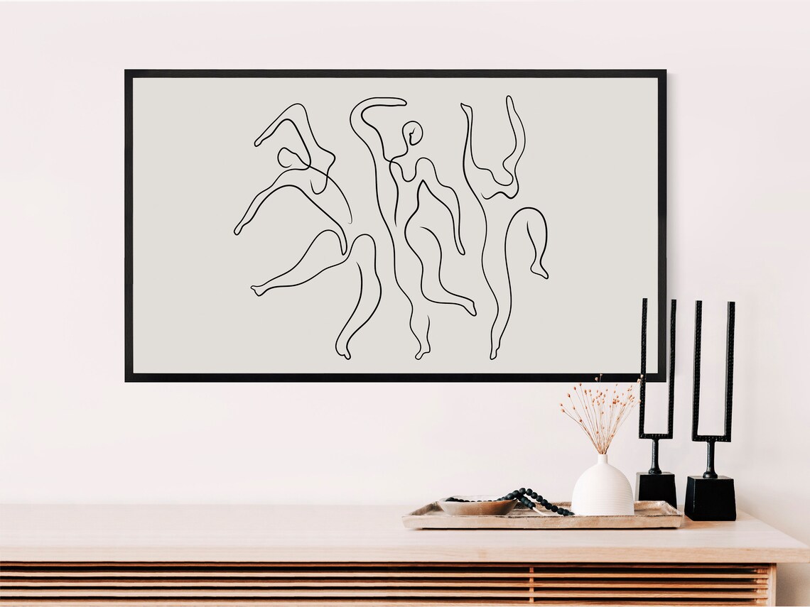 Frame TV Modern Abstract Line Art, Neutral Decor