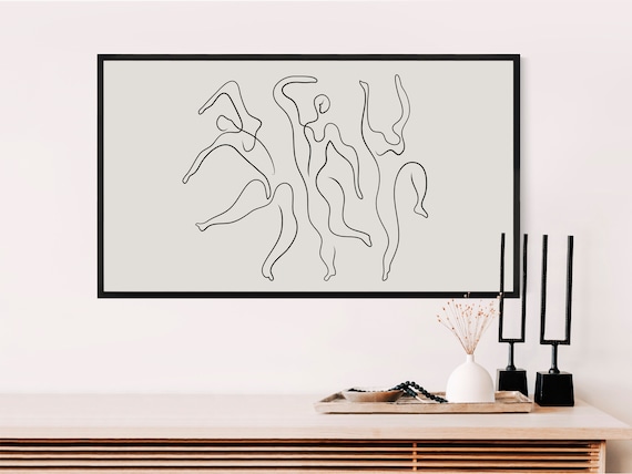 Frame TV Modern Abstract Line Art, Neutral Decor