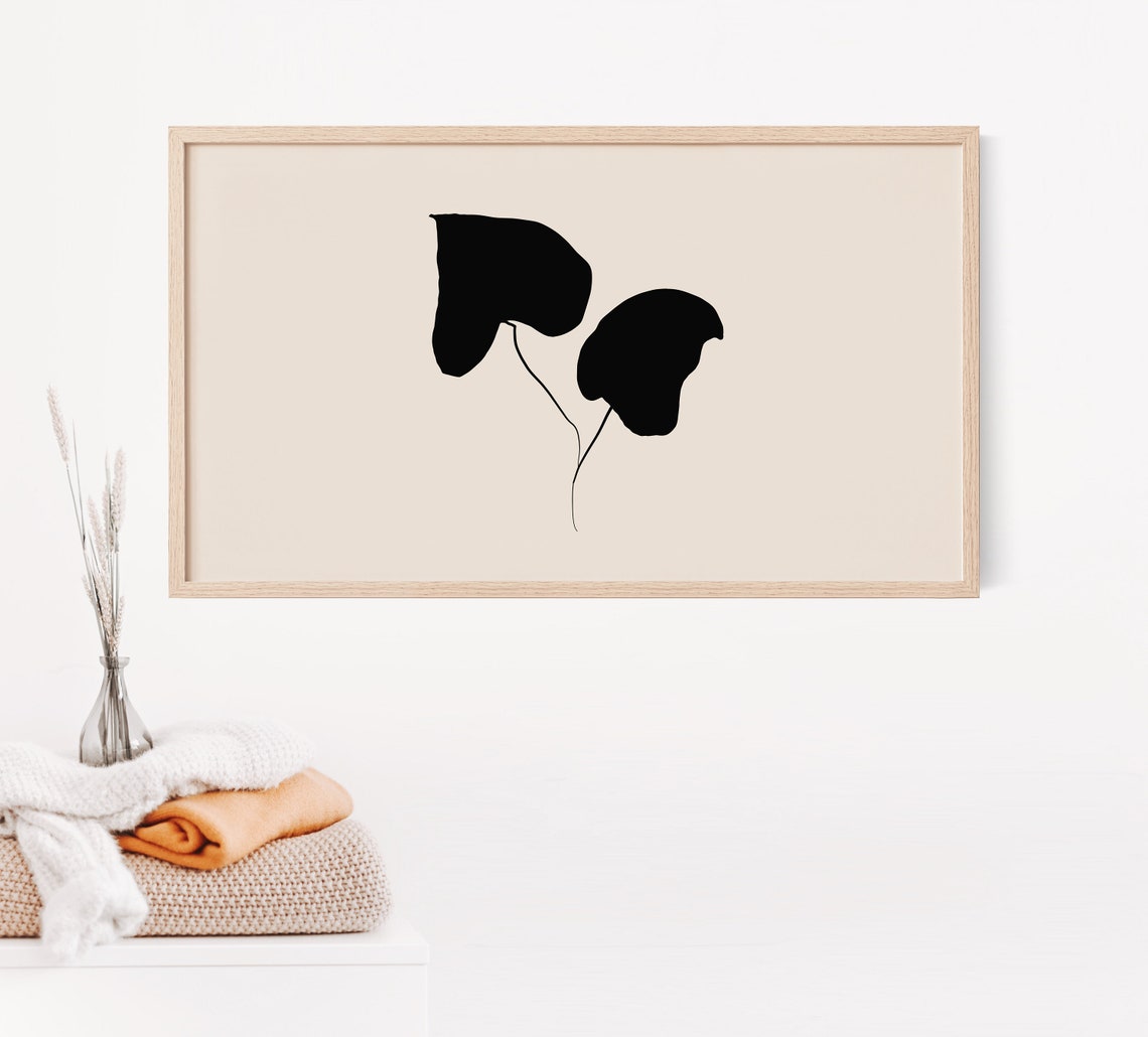 Minimalist Black Leaf Silhouette Botanical Ink Drawing Decor Poster - Image 2