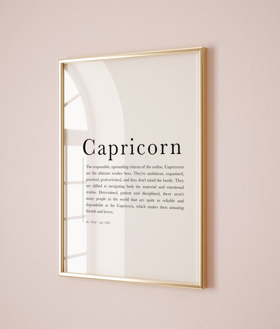 Capricorn Zodiac Art Print Gifts Capricorn Definition Poster Zodiac Wall Art Astrology Gifts Instant