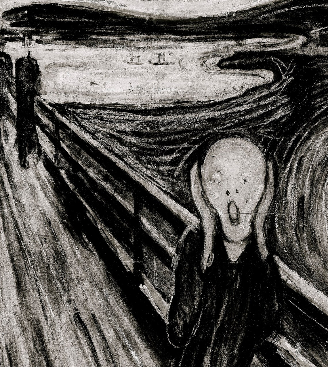 The Scream Black and White Edvard Munch Classic Expressionist Poster - Image 2