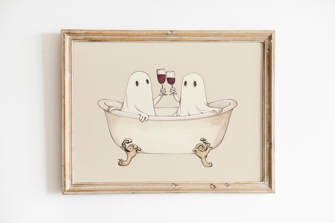 Ghost Bathtub Print, Funny Halloween Bathroom Decor