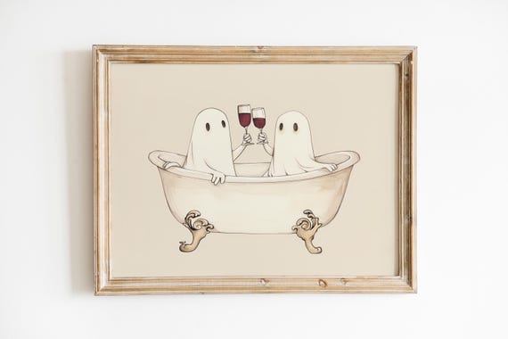 Ghost Bathtub Print, Funny Halloween Bathroom Decor