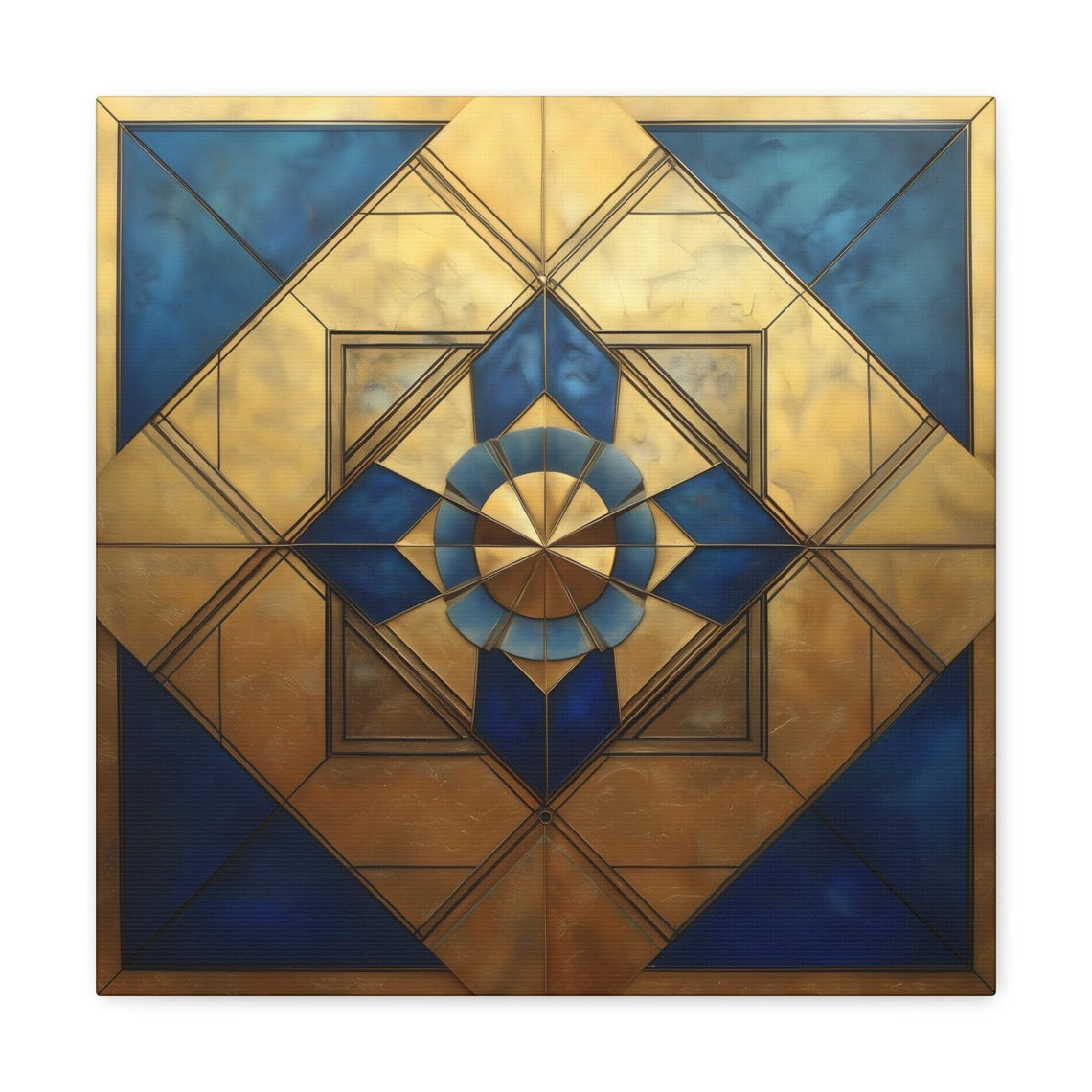 Art Deco Blue Gold Medallion Square Geometric 1920s Luxe Art Poster - Image 2