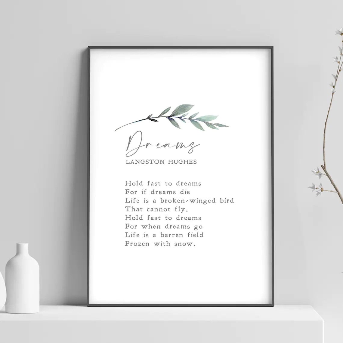 Langston Hughes Dreams Poem Minimalist Botanical Literature Print - Image 2