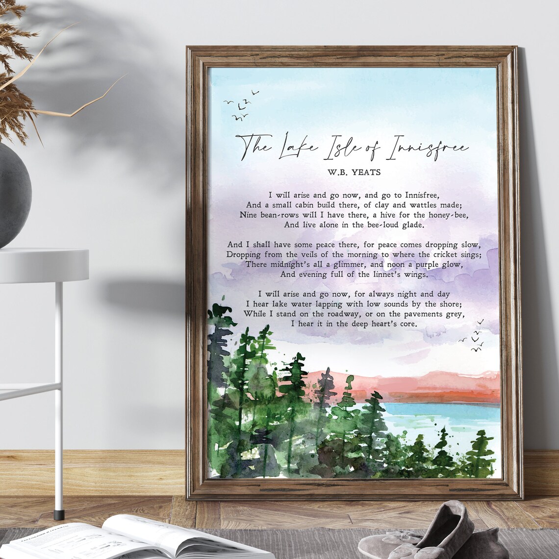 The Lake Isle Of Innisfree Yeats Poem Watercolor Lake Forest Poster - Image 2