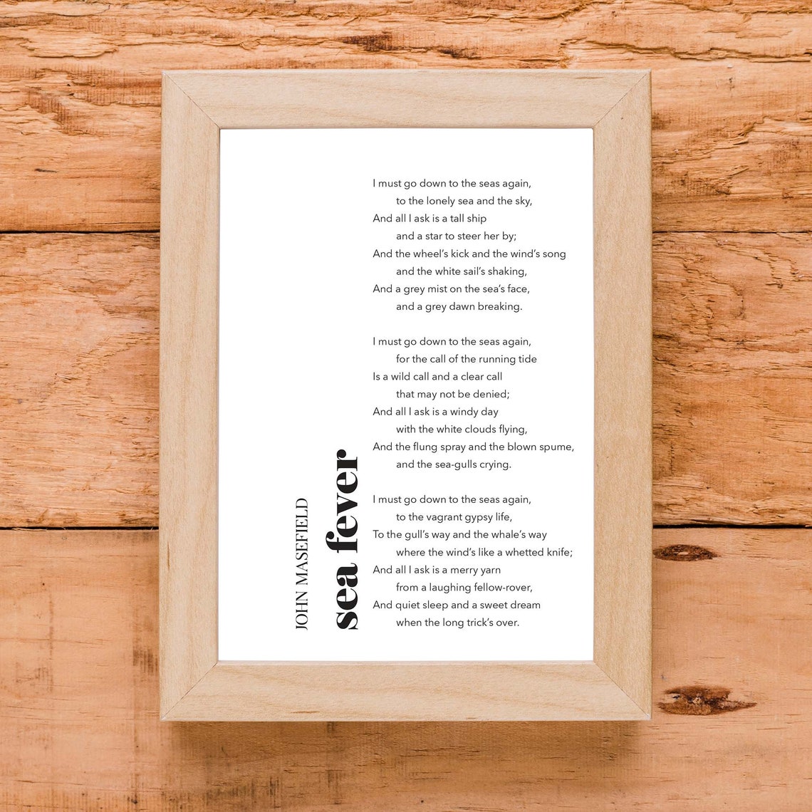 Sea Fever John Masefield Poem Minimalist Black White Sailing Print - Image 2