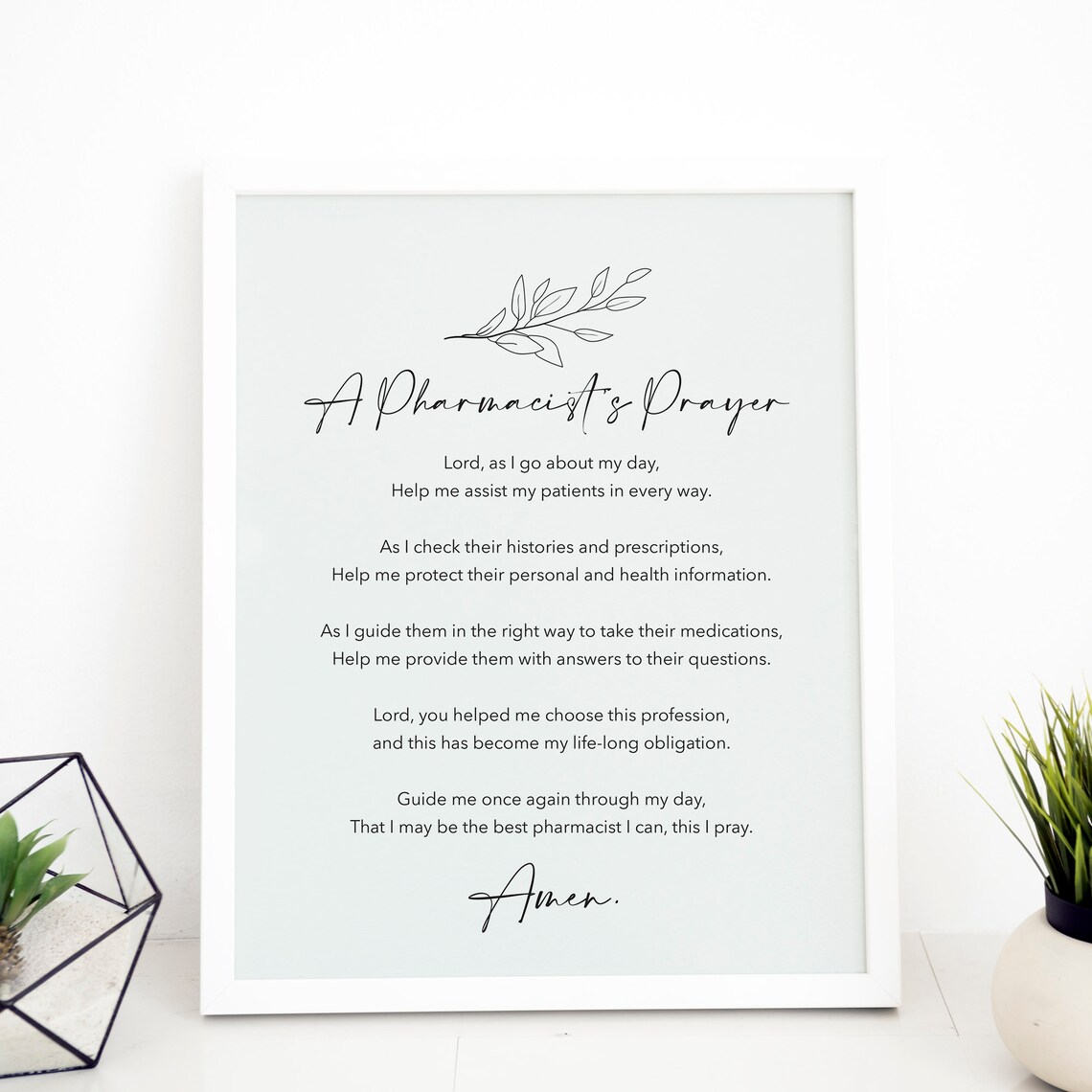 Pharmacist Prayer, Christian Minimalist Wall Art Print - Image 2