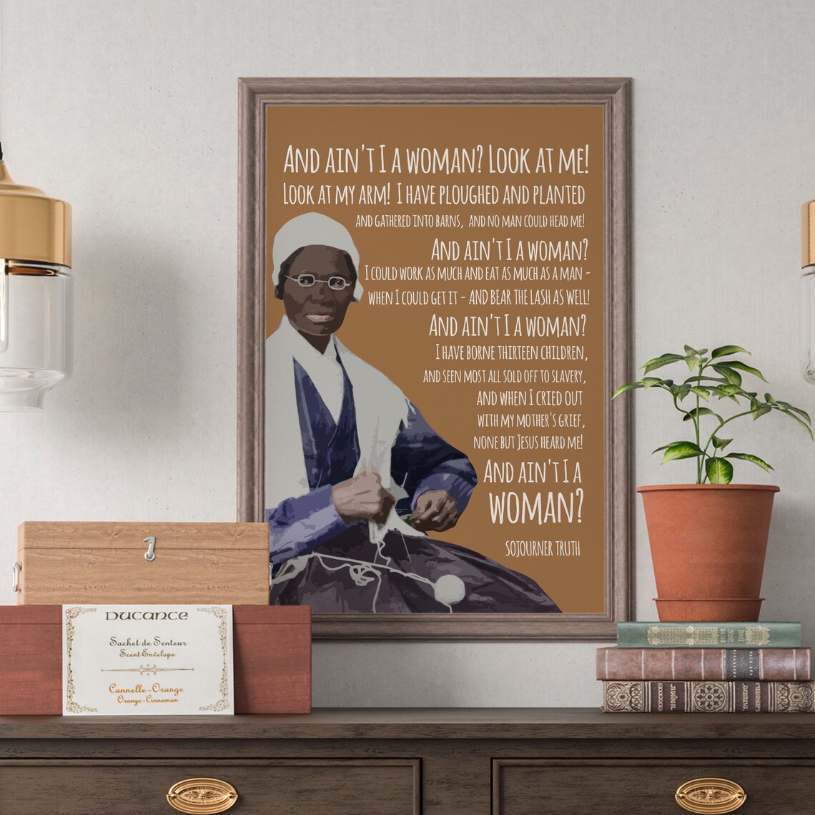 Sojourner Truth Aint I A Woman Quote Brown Portrait Feminist Poster