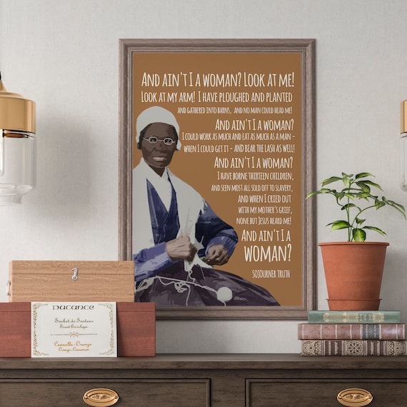 Sojourner Truth Aint I A Woman Quote Brown Portrait Feminist Poster