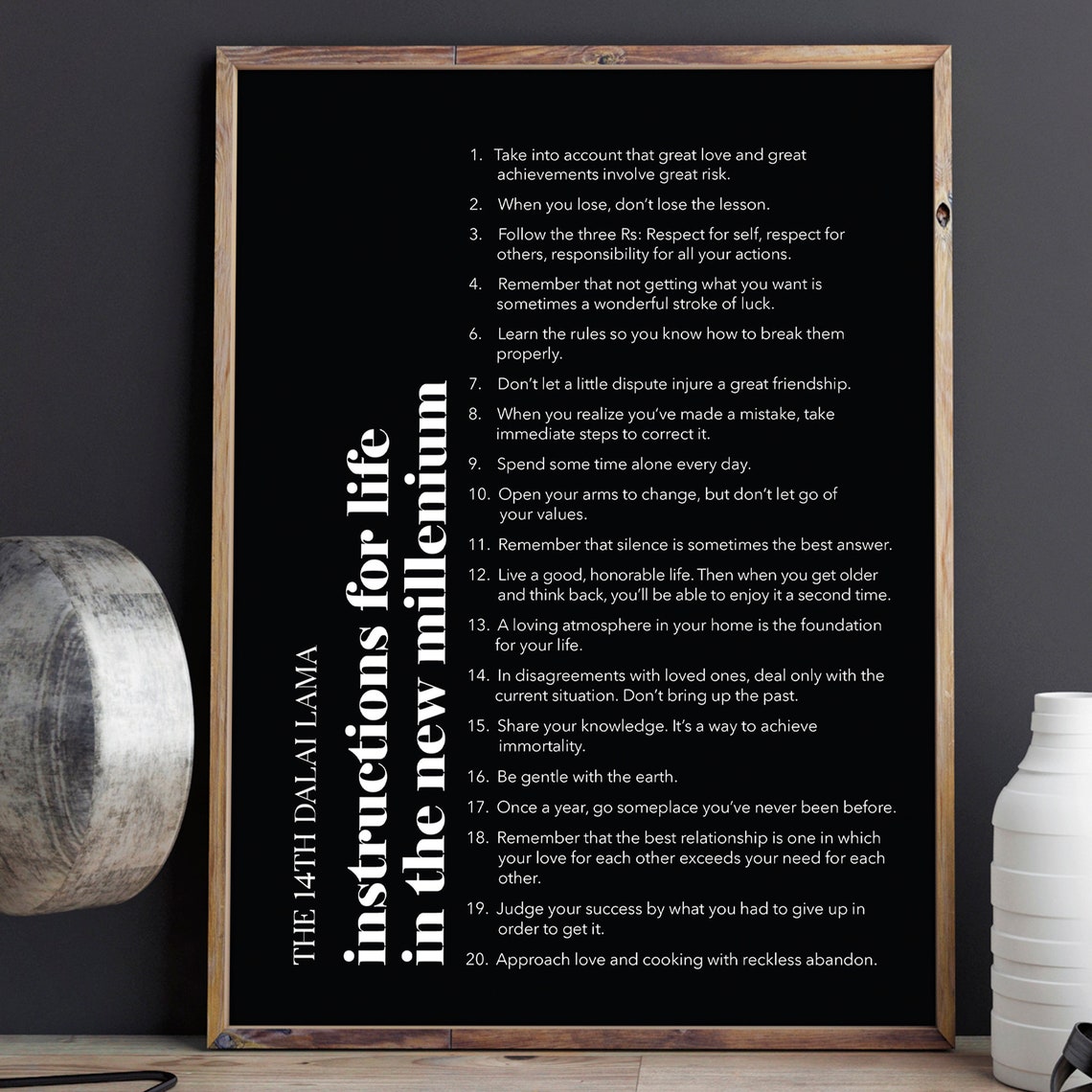 The 14th Dalai Lama Instructions For Life New Millenium Quote Poster - Image 2