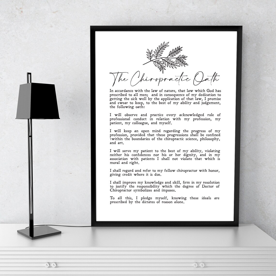 The Chiropractic Oath Healthcare Professional Botanical Print Poster