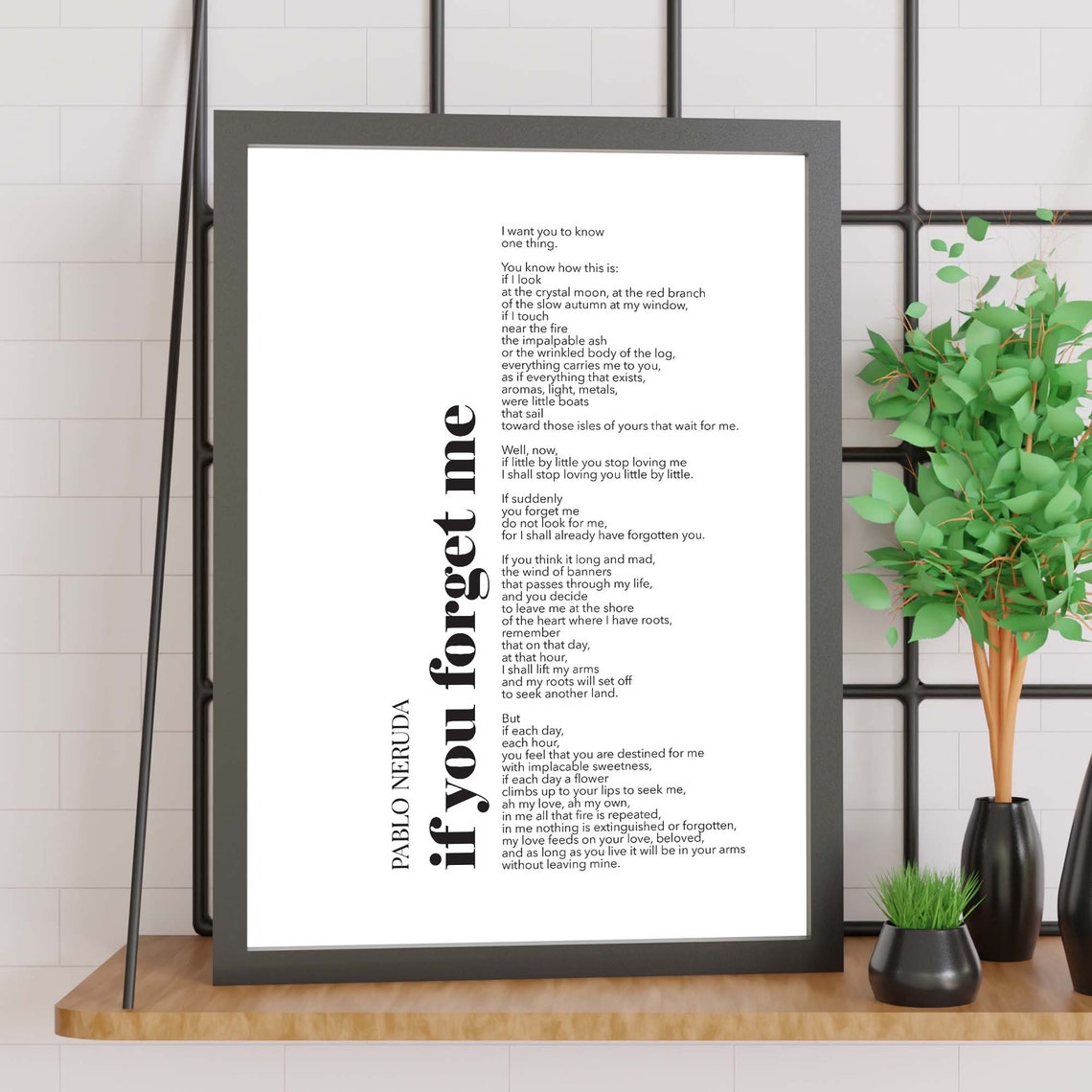 Pablo Neruda If You Forget Me Poem Bold Typography Quote Poster - Image 2
